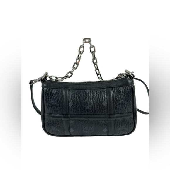 MCM Michael Cromer Delmy Visetos Mini signature black shoulder bag chain - Picture 3 of 16